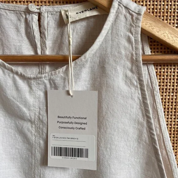 Everlane Linen High-Neck Tank (Natural Chambray, Size 12) - Picture 4 of 4